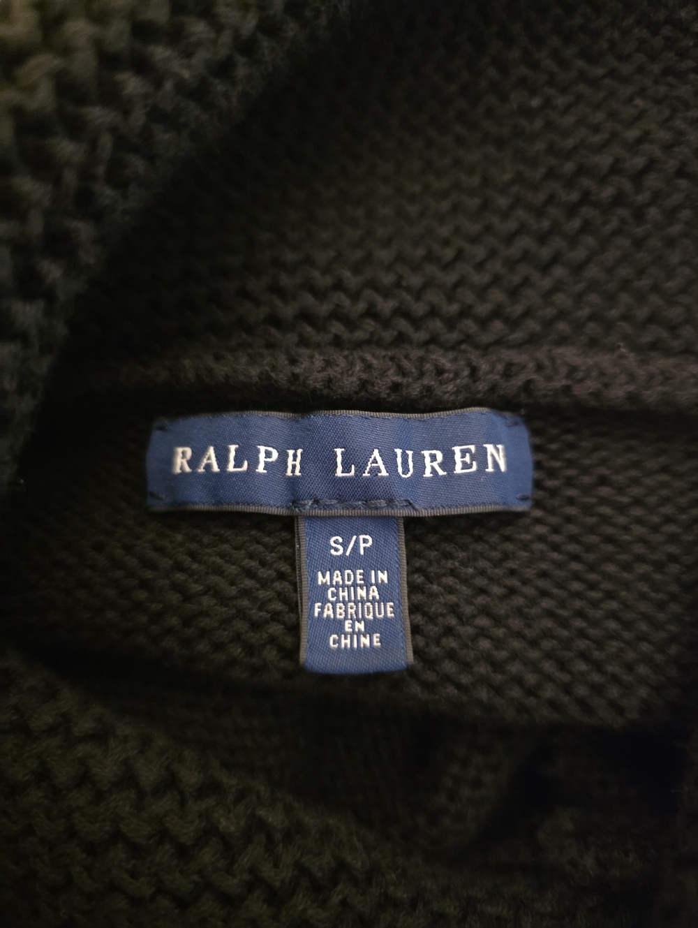 Polo by Ralph Lauren Black Shawl Collar Turtleneck Sweater with Purple Pony - Picture 2 of 4